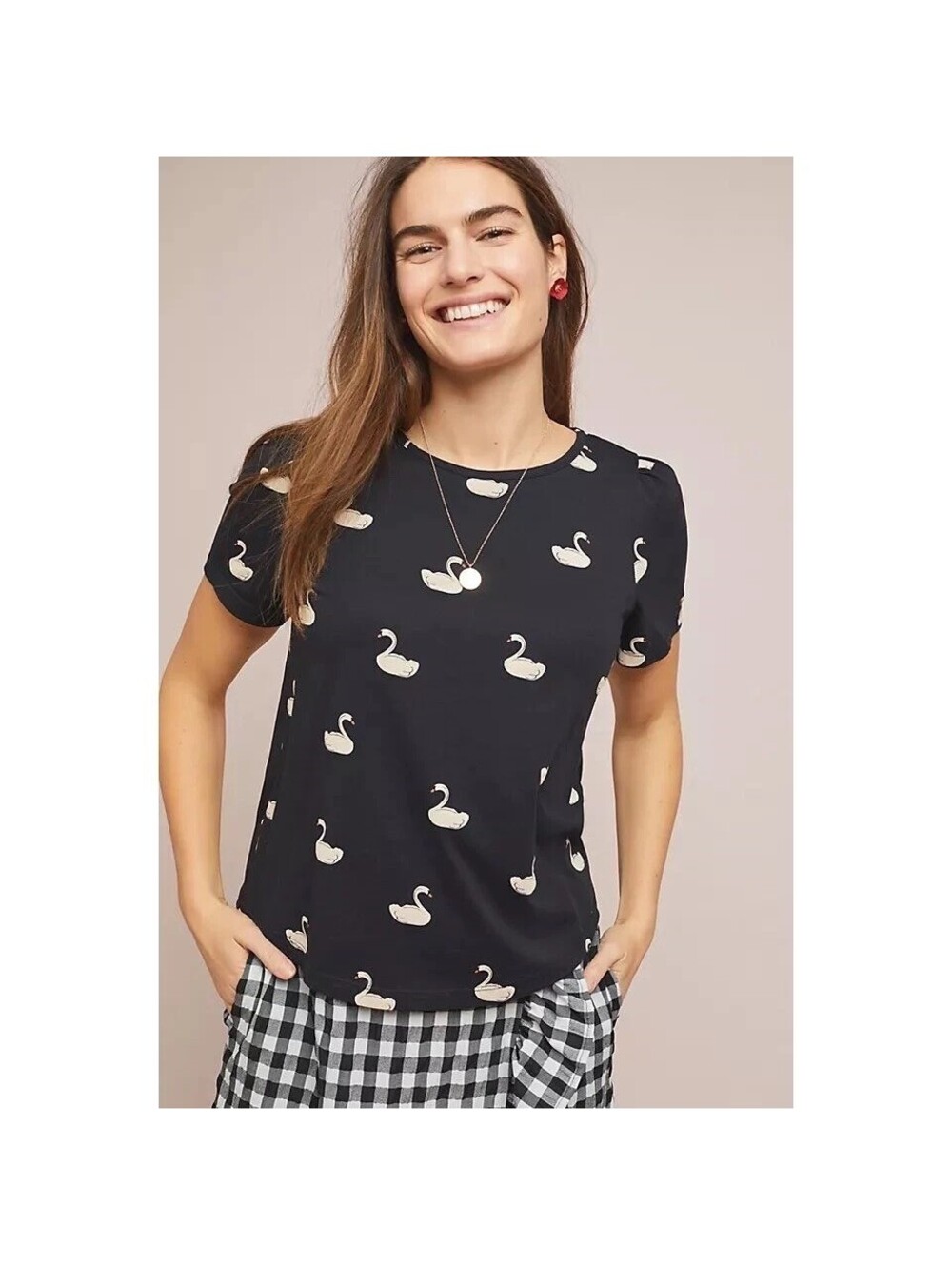 Navy Swans Tee | Anthropologie | Size S